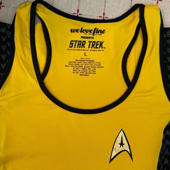 WeLoveFine x Star Trek Gold Emblem Black & Yellow Racerback Active Tank Top Lg - Picture 5 of 6